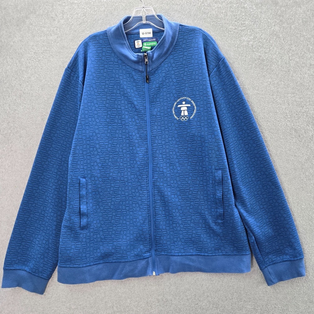 Olympics Vancouver Men Sweatshirt XL Blue FUll Zip Sunice 2010 Winter Embroider